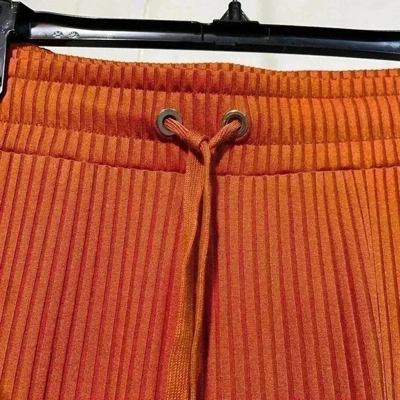Calvin Klein Women Wide Leg Pants 2X Rust Ribbed Knit Pull on Loungewear Stretch - Picture 6 of 8